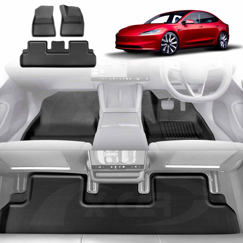 Tesla Model 3 Highland Car Floor Mats 3D All-Weather Liners 2023-2025 - Image 2