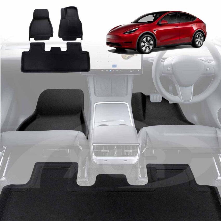 3D Floor Mats For Tesla Model Y 2021-2025 All-Weather Heavy Duty Car Liners - Image 5