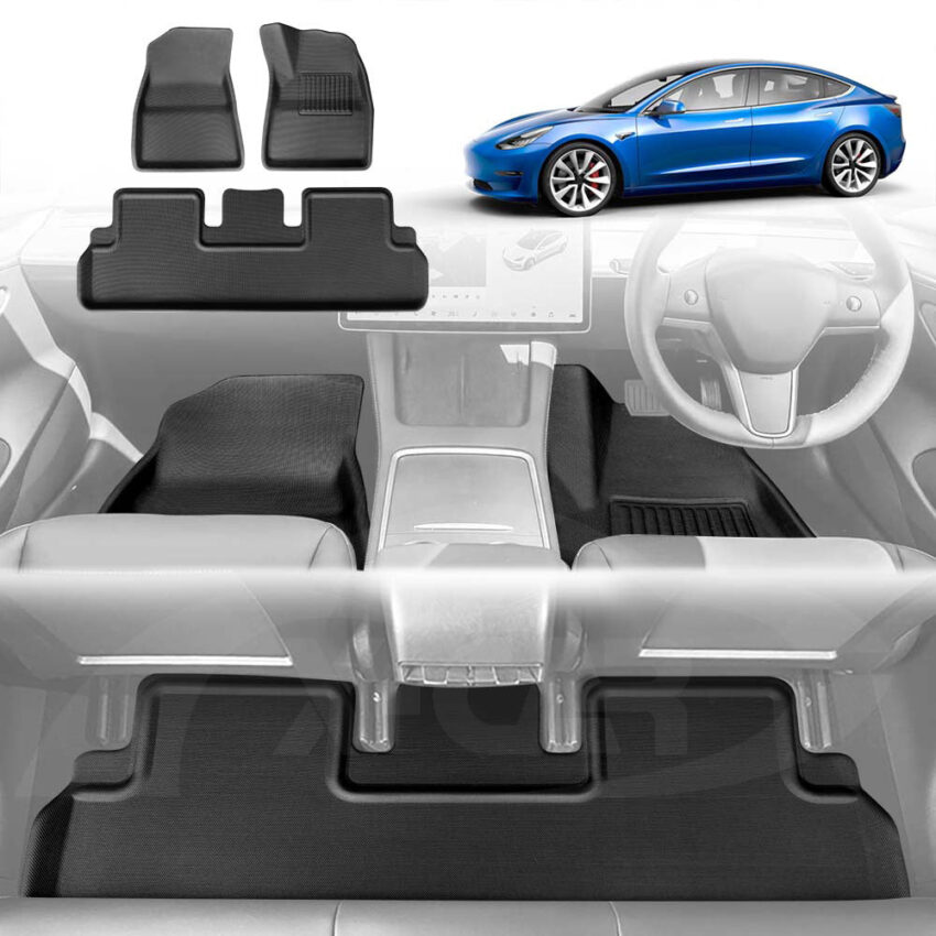3D Floor Mats For Tesla Model 3 2017-2023 All-Weather Car Liners - Image 3