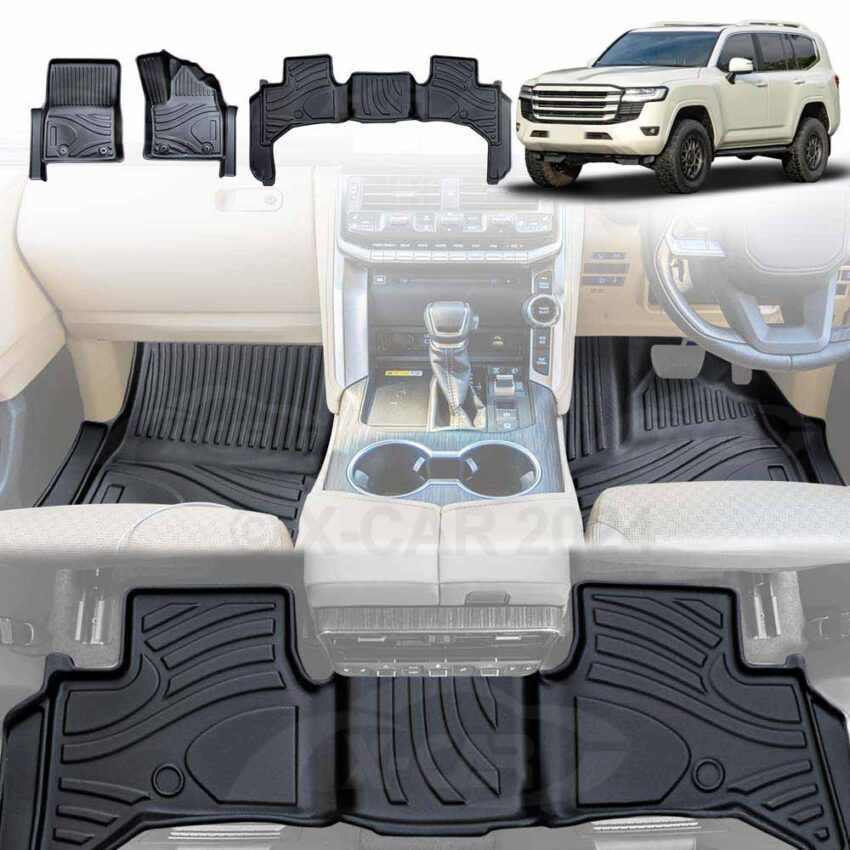 3D Floor Mats for Toyota Landcruiser 300 Series 2021-2025 All-Weather Liners - Image 2